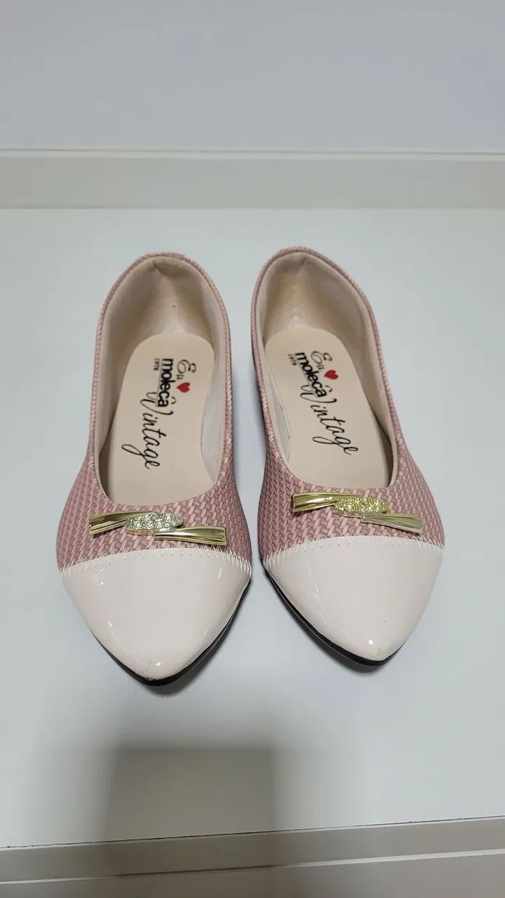 Sapatilha nude e rosa moleca