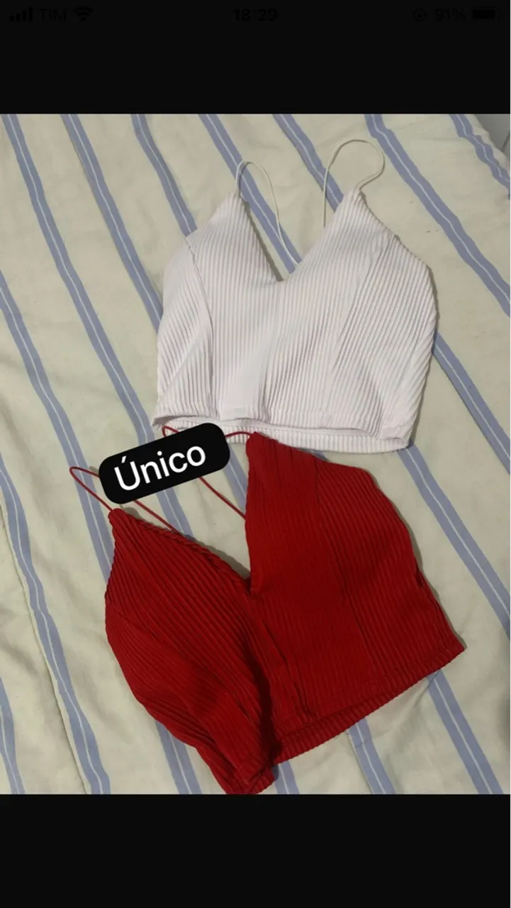 Conjunto de croppeds - branco e vermelho