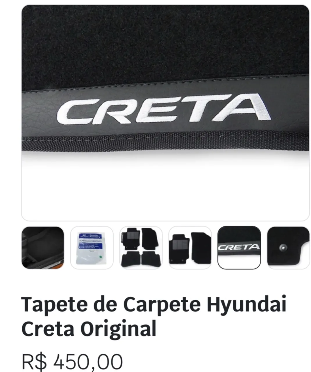 Vendo jogo de tapetes carpetes HYNDAI CRETA