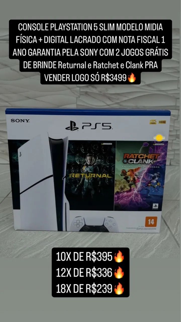 Playstation 5 Slim Lacrada com 2 Jogos Grátis