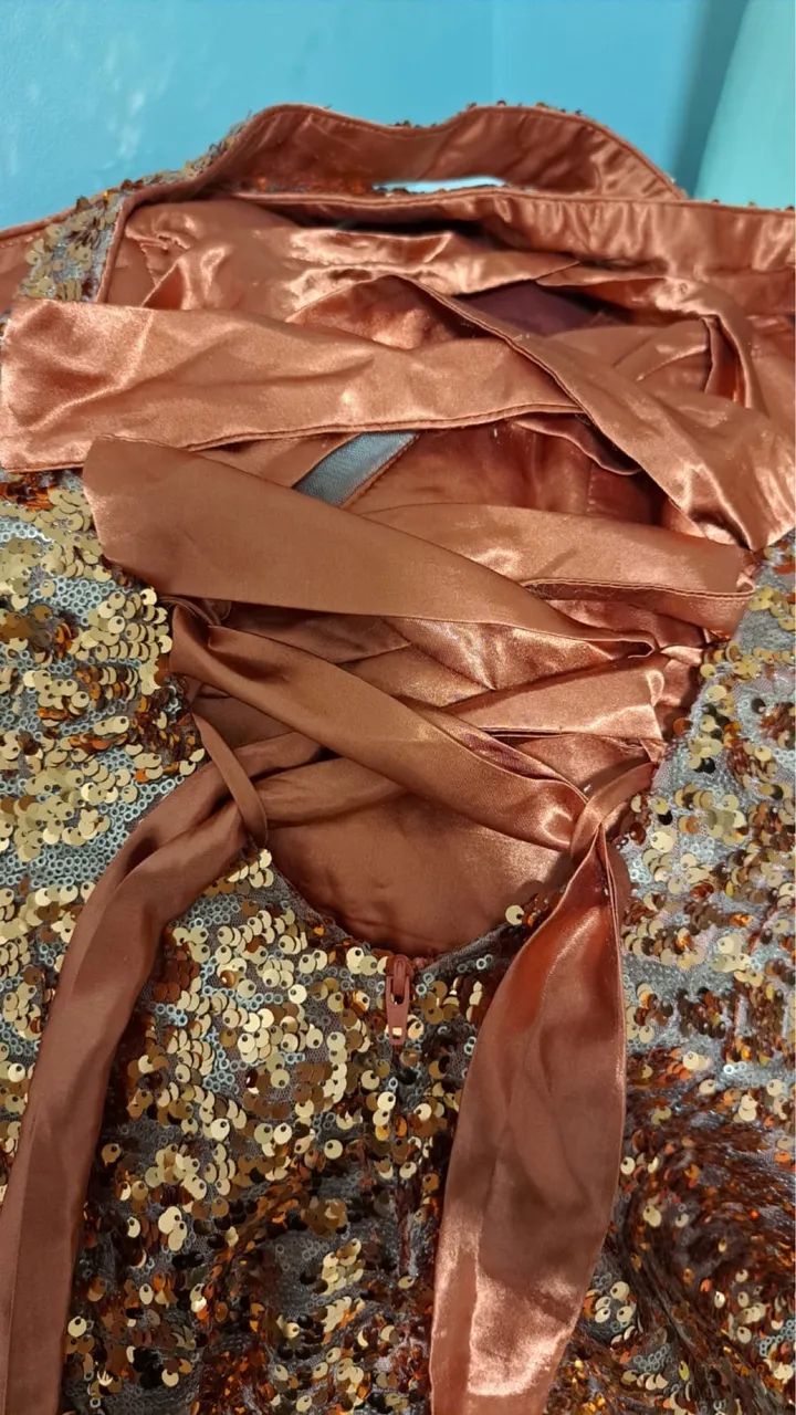 Vestido Paetê terracota - Foto 5