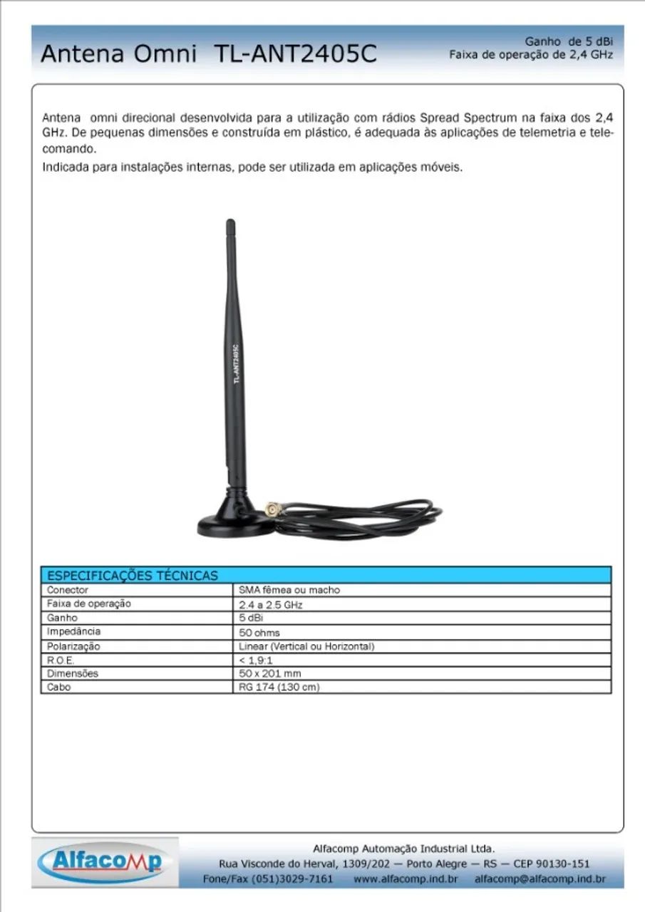 Antena Omnidirecional Interna 2.4ghz 5dbi