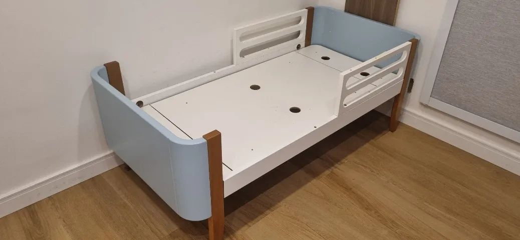 Berço Evolutivo Bo 3 em 1 Azul - Palha - Foto 5