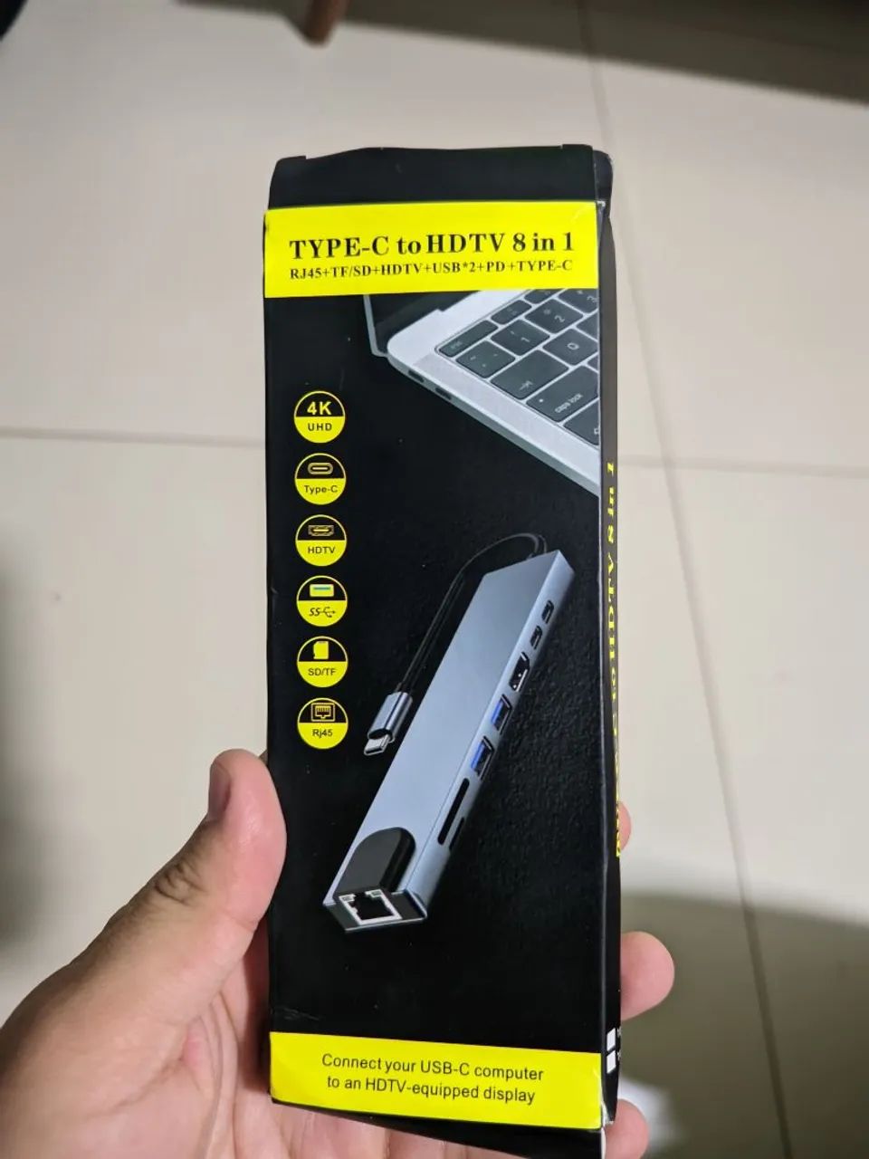Adaptador USB-C 8 em 1 - HDMI, USB, RJ45, SD e mais