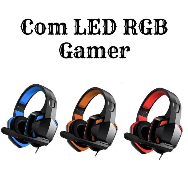 Fone Headset LED RGB Gamer Com Fio E Microfone Ajustável Conexão P2 USB Kapbom KA-9008 - Foto 4