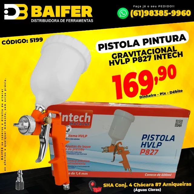 Pistola Pintura Gravitacional HVLP P827 Intech