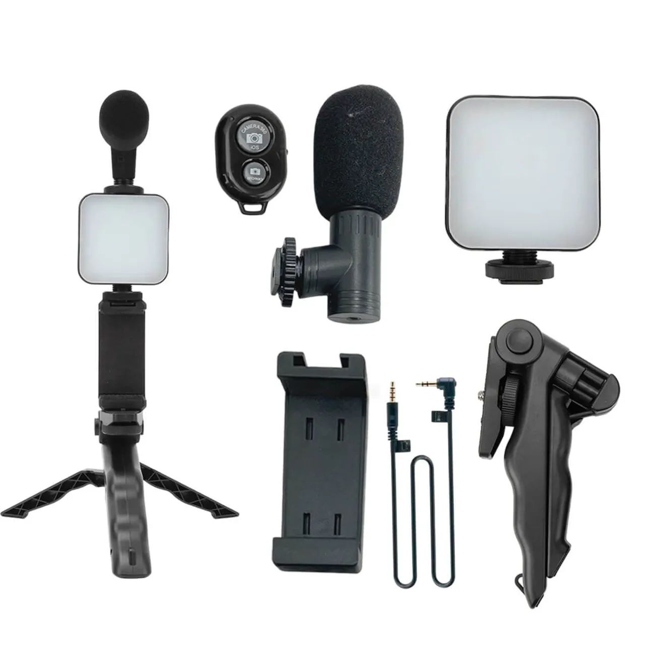 Kit de Gravação 5 em 1 para Celular Tripé, LED, Microfone e Controle Remoto Novo/Nota - Foto 4