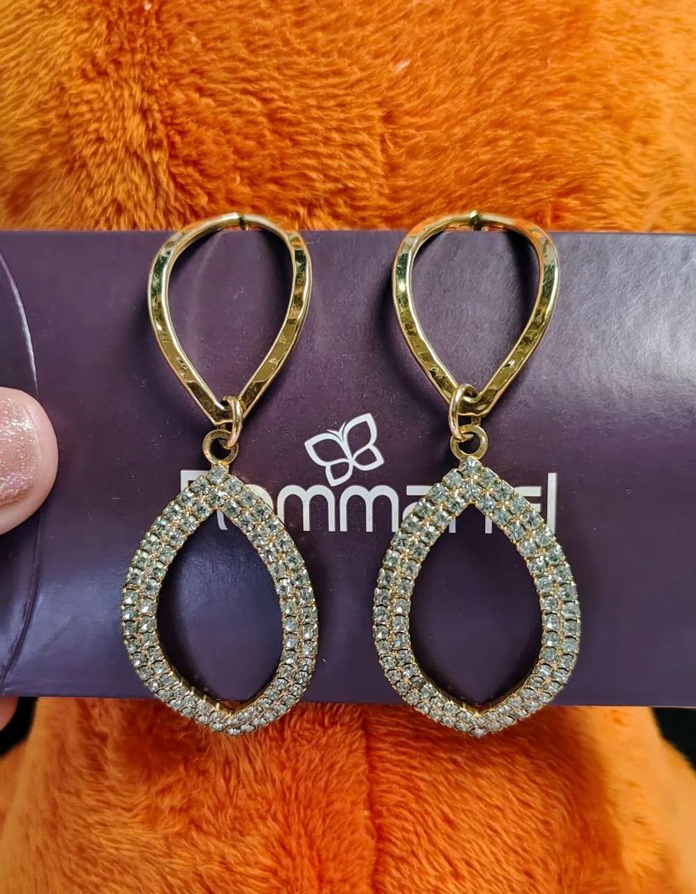 Lindos Brincos Dourados com Strass da Rommanel  - Foto 2