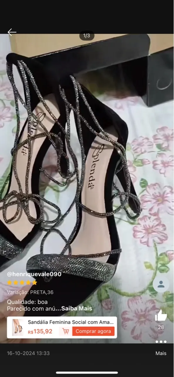 Sandália Feminina Social Splenda Preta 35