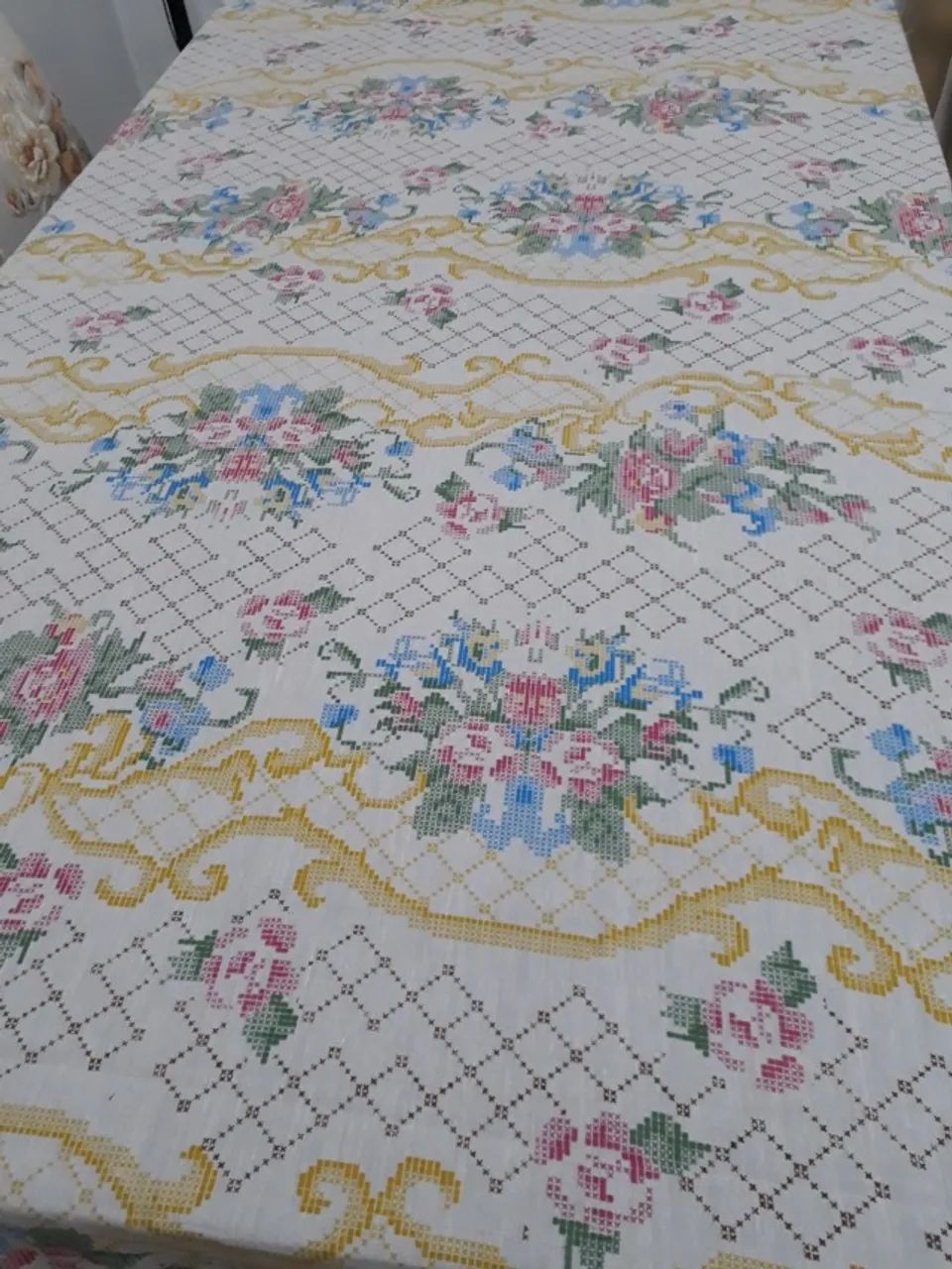 Toalha Mesa De Poliéster Retangular 8 Lugares Lindo Floral63824628756739123