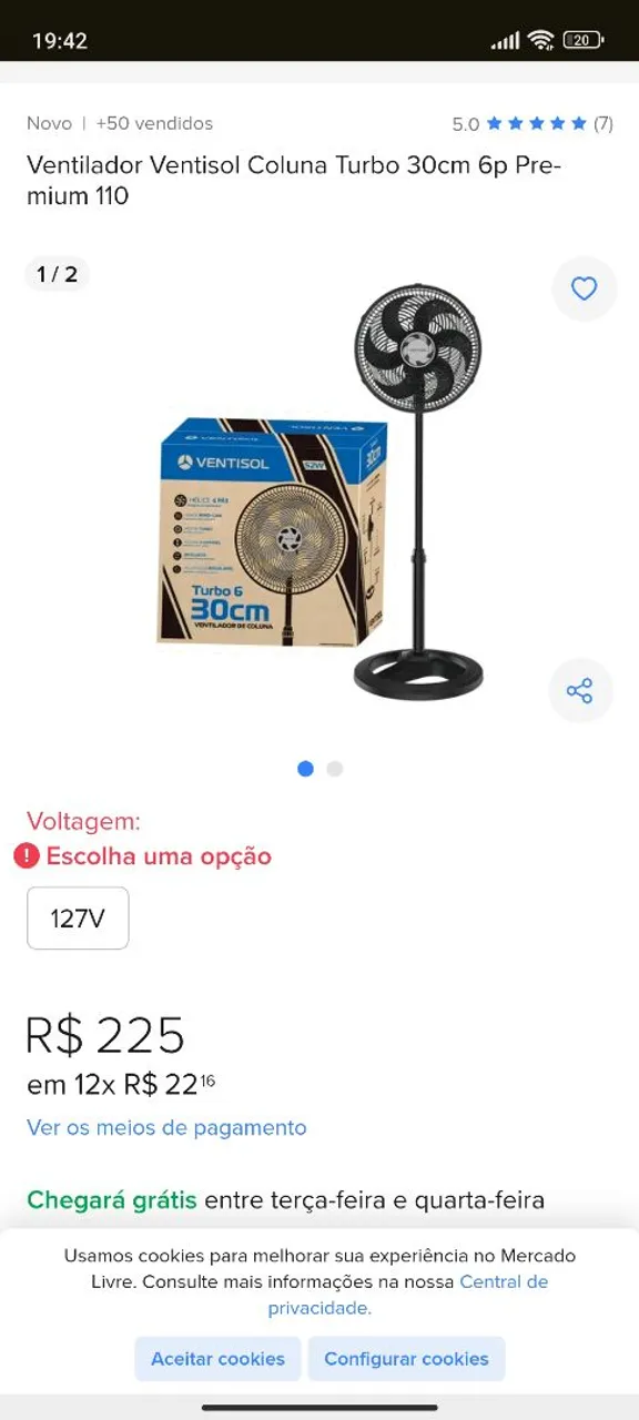 Ventilador ventisol 30cm novo!