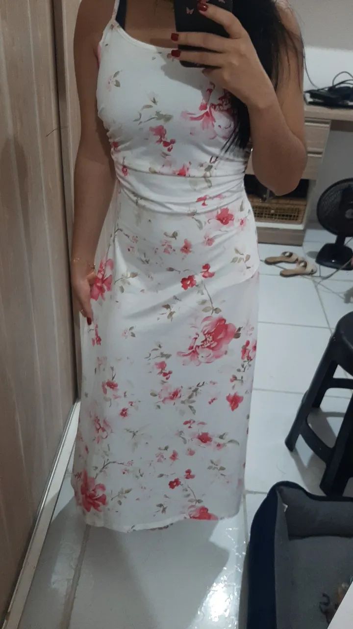 Vestido longo floral branco - Foto 5