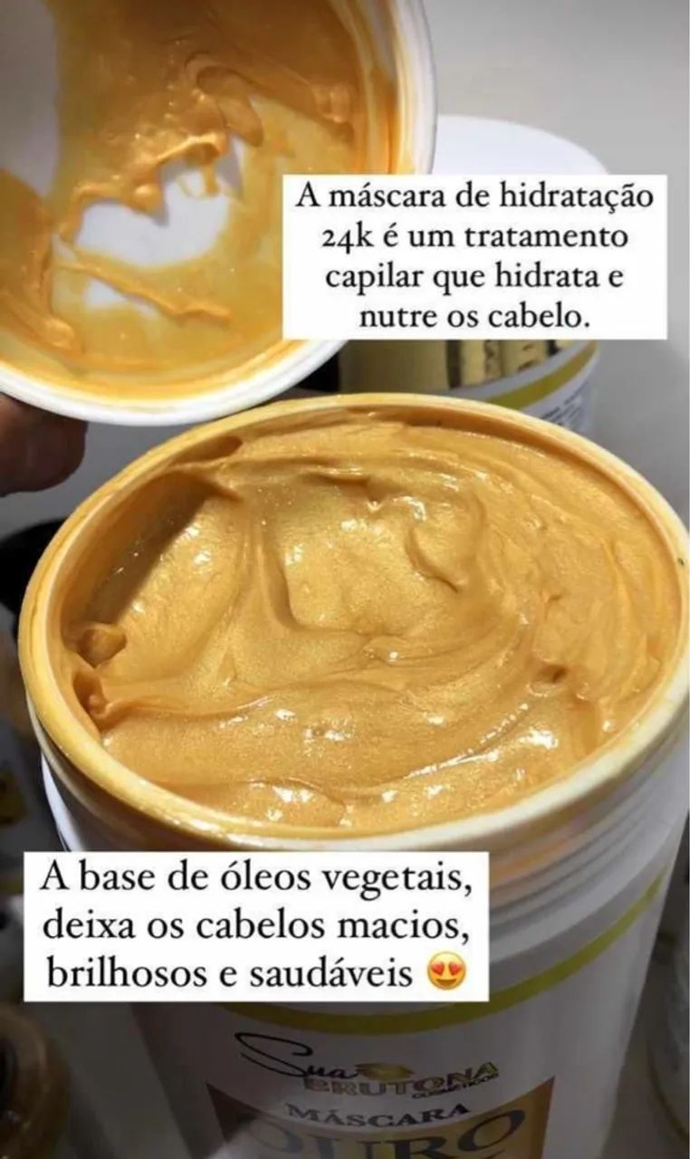 Máscara Capilar 24k - Hidrata, Nutre e Brilho Intenso