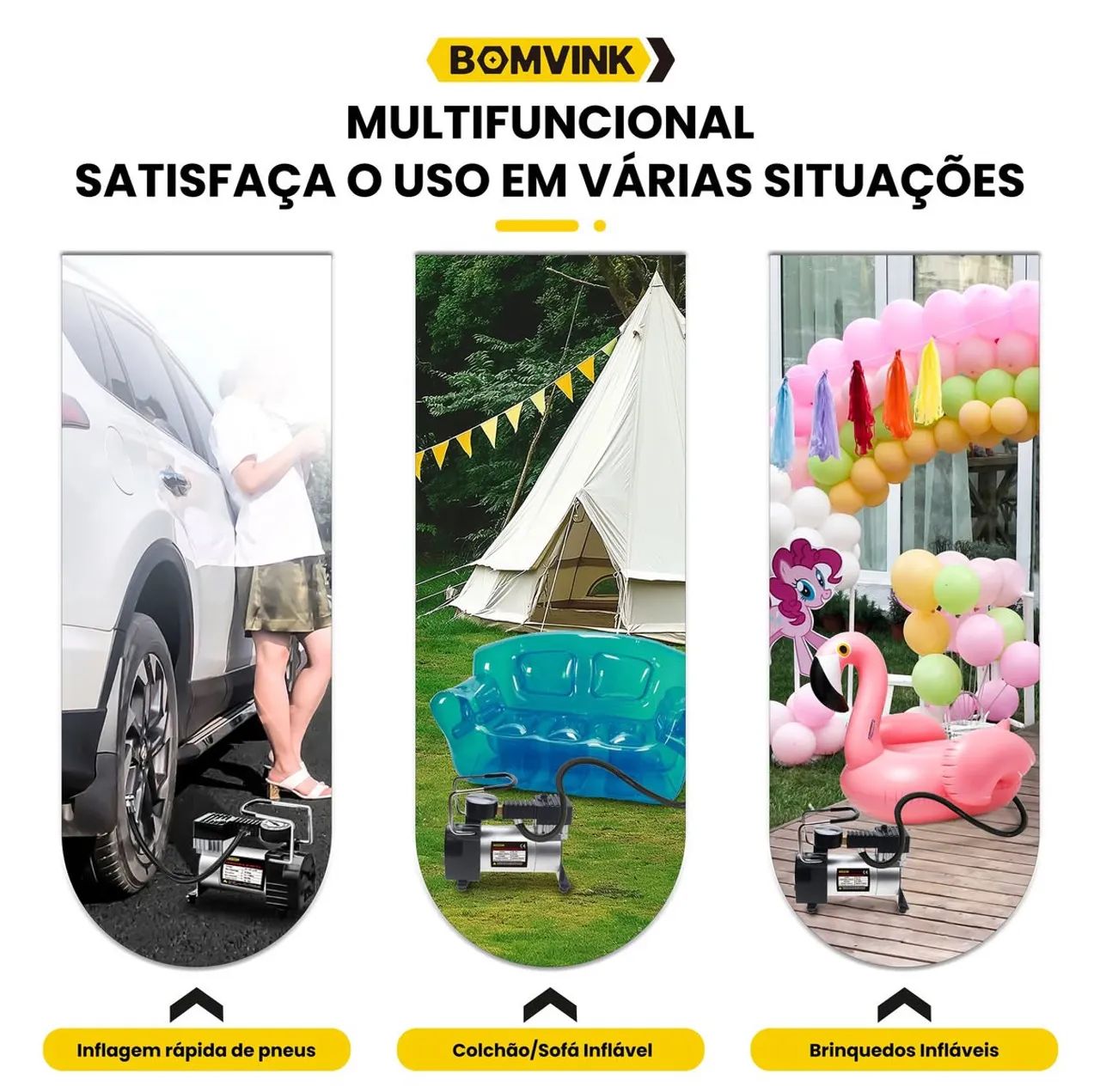 Compressor de Ar Bomba de Ar Portátil para Carros - Com Cilindro Metálico - Foto 4