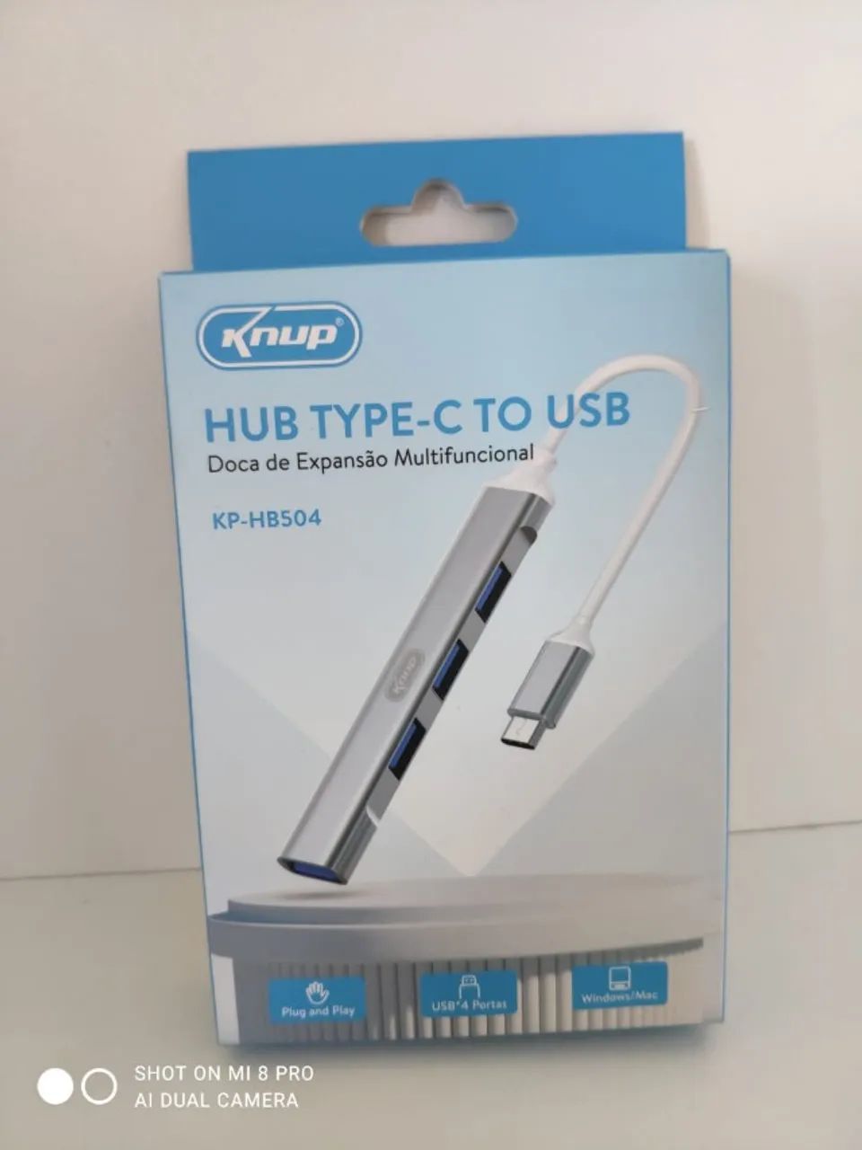 HUB Tipo-C para USB Knup  KP-HB504- R$40,00