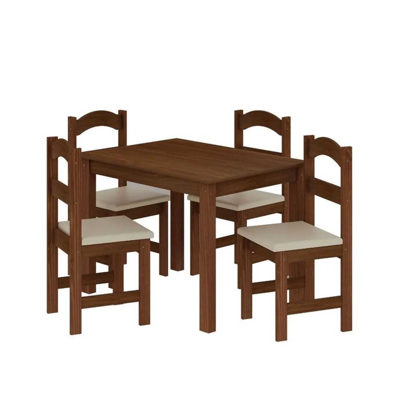 Conjunto Mesa de Jantar com 4 Cadeiras - Madeira