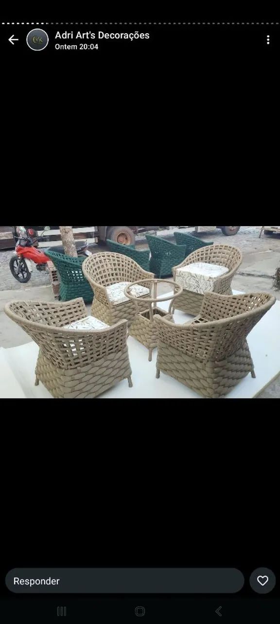 Conjunto de 4 Poltronas de Corda Náutica Azul - Foto 3
