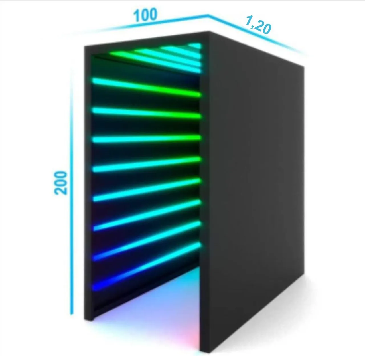 Túnel infinito em LED RGB para Fotografia e Vídeo - 1,20m x 2m