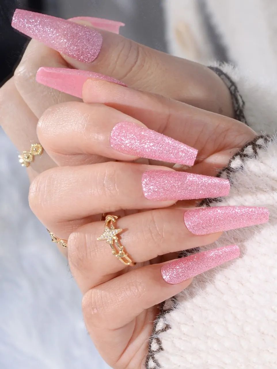 24 Peças de Unhas Postiças + Cola Transparente + Lixa de Unha