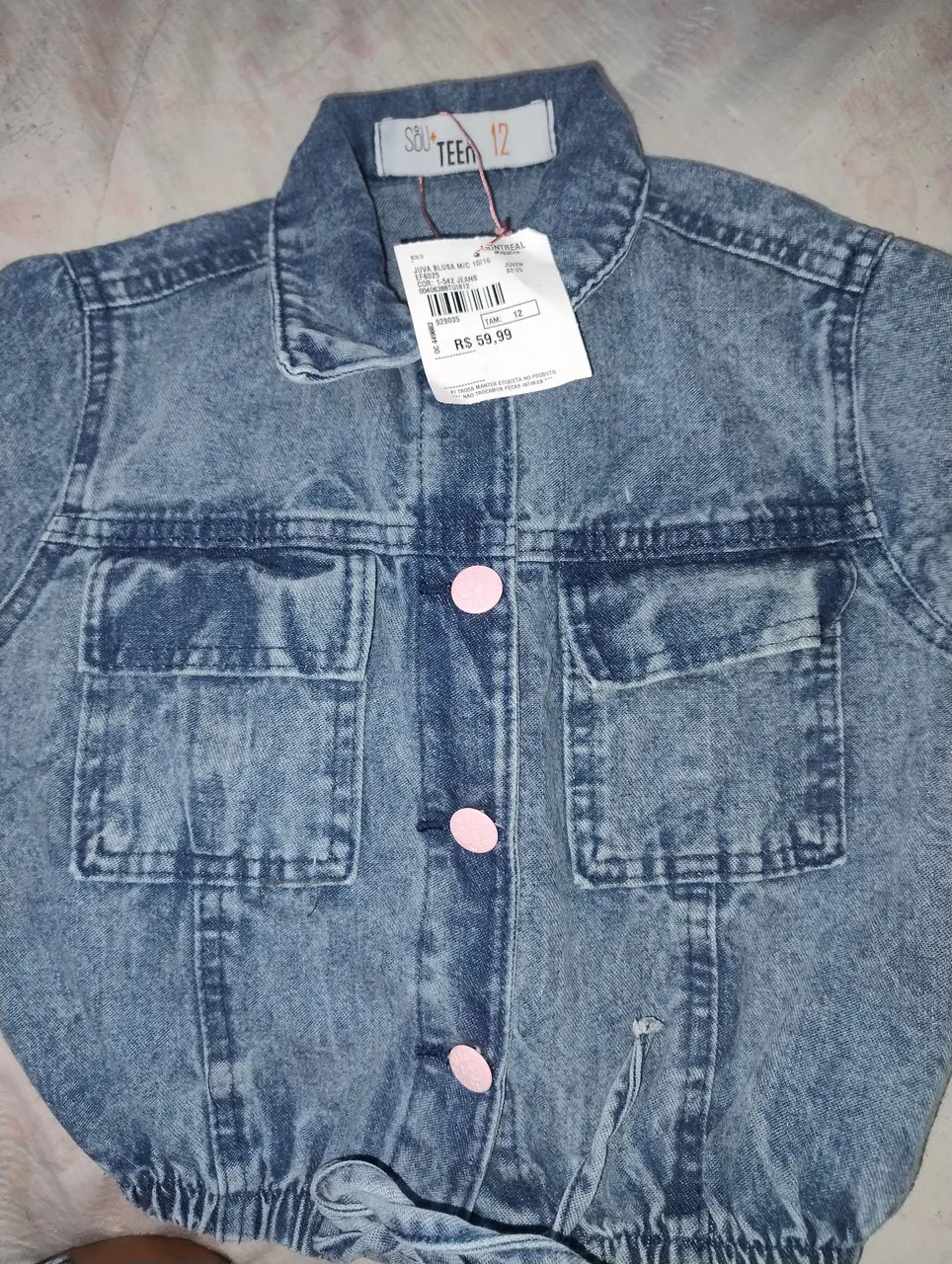 Jaqueta Jeans Infantil - Tamanho 12