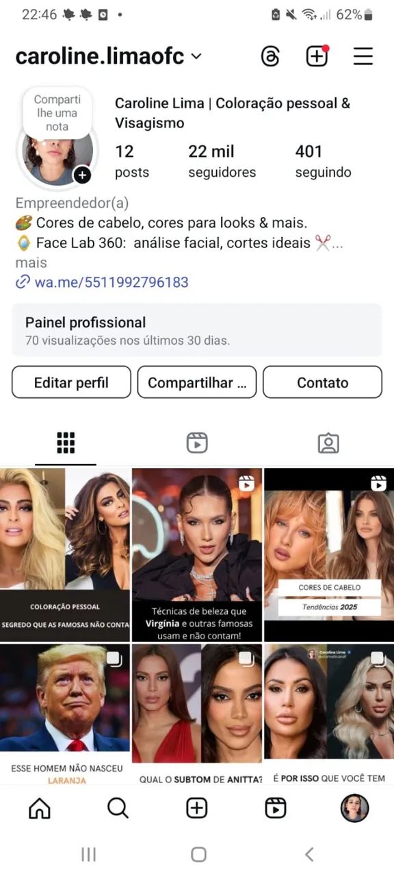 CONTA INSTAGRAM COM 22 MIL SEGUIDORES (Foco em Moda e Beleza)