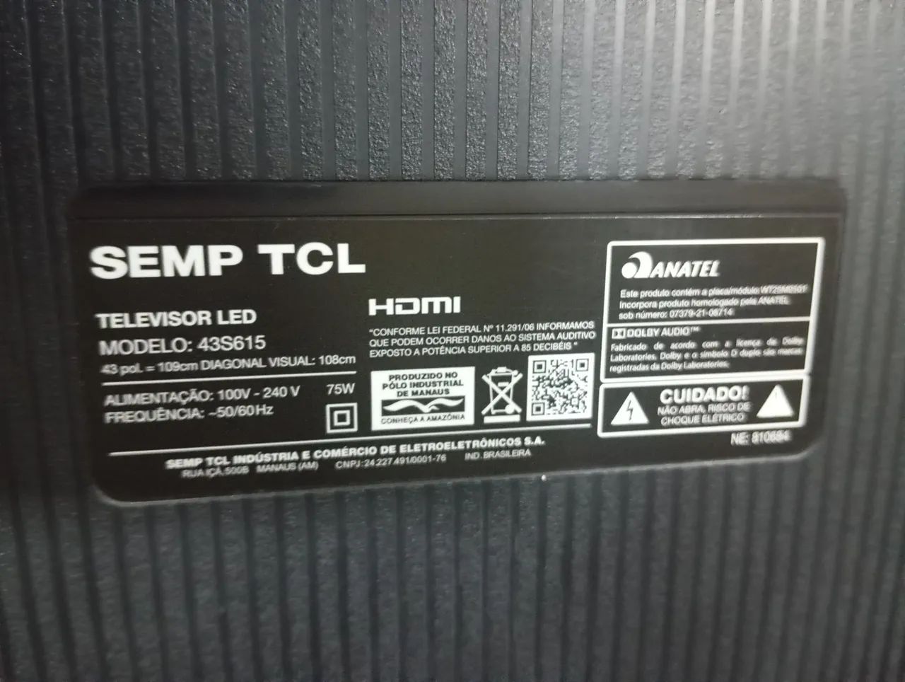 TV TCL 43" 43S615 Full HD Android - Com Defeito no Display - Completa - Foto 2