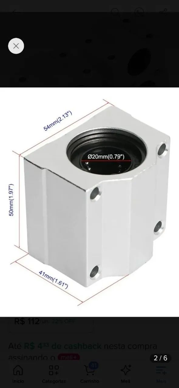 Kit 4 pillow block 20mm com rolamento para eixo linear SC20UU - Foto 2