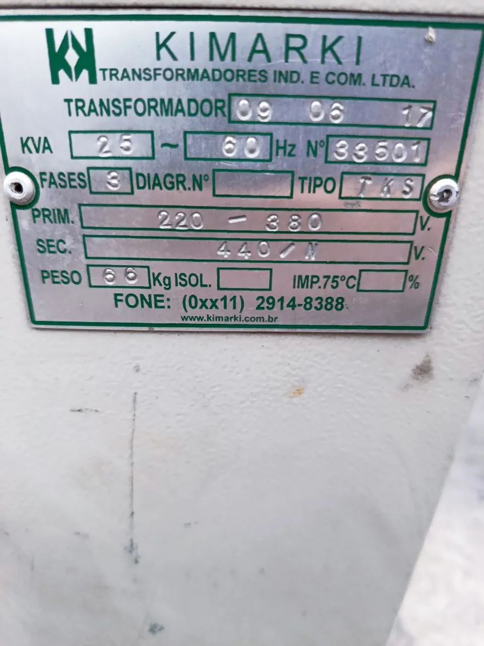 Transformador kimarki trifásico 25kva seco 