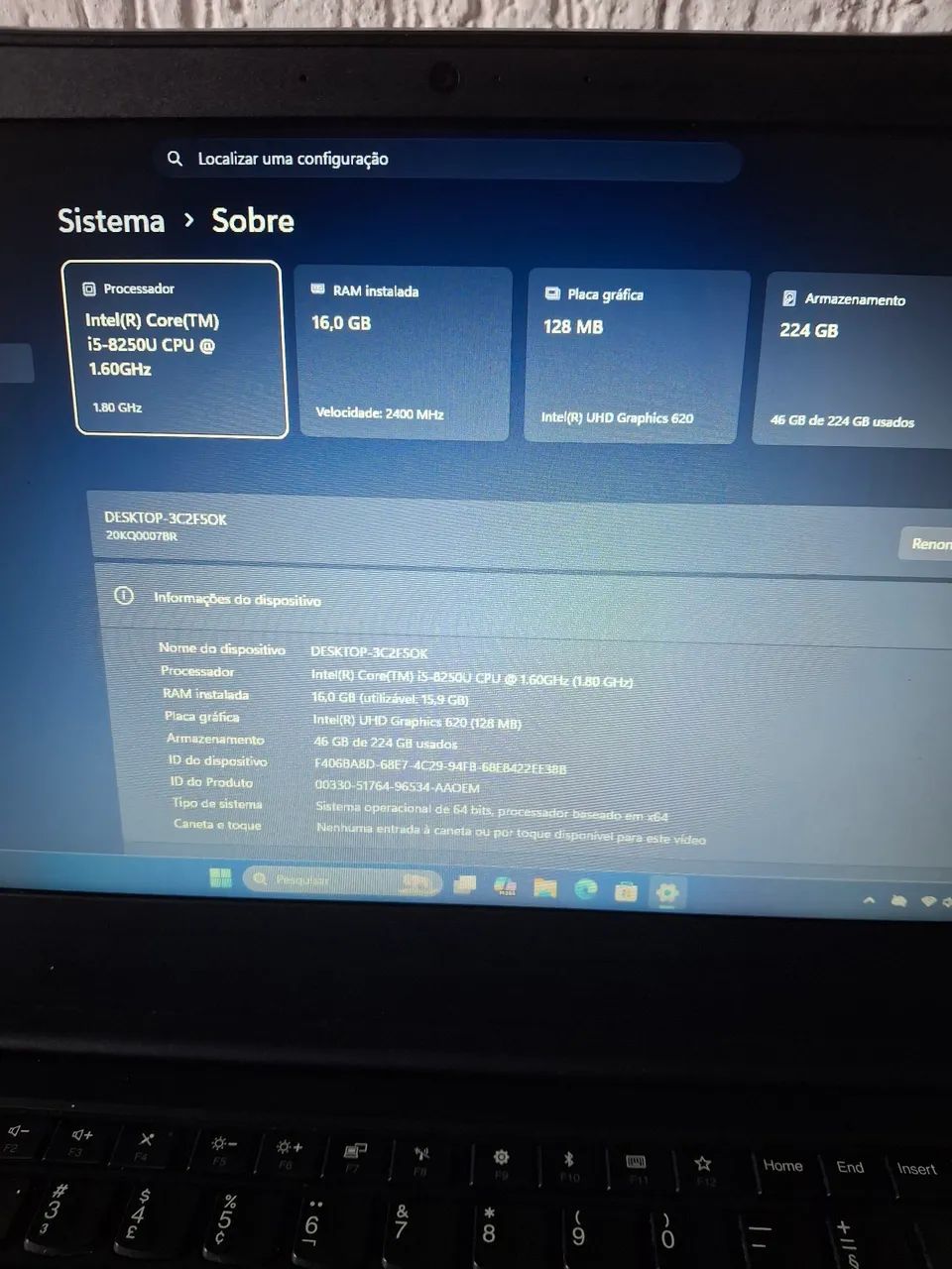 Notebook Lenovo ThinkPad E480, core i5 de 8ª ger, 16GB de ram, SSD 240GB, bateria ok - Foto 4