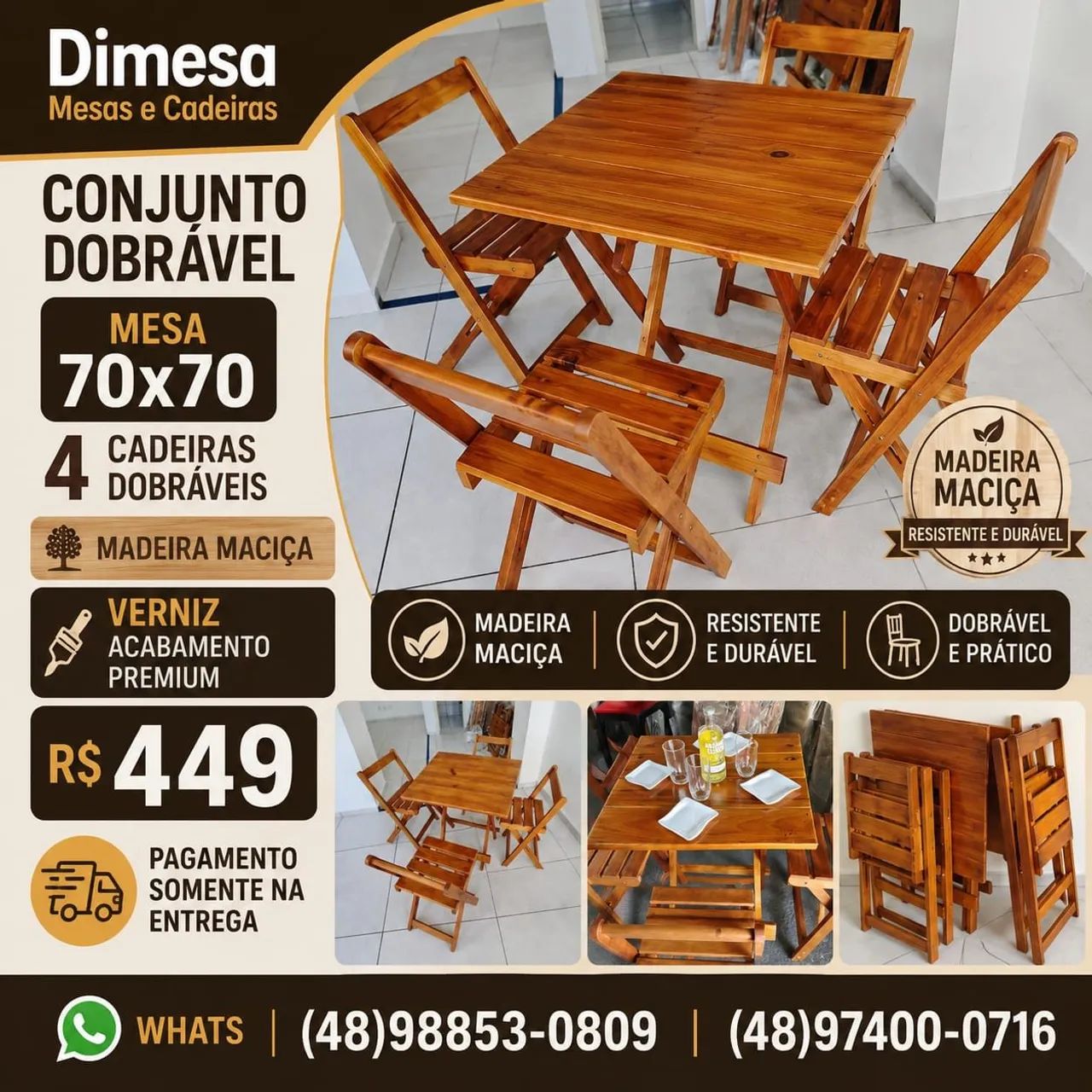 Conjunto de mesas e cadeiras dimesa direto da fábrica. Pague na entrega #mesa #cadeiras ? - Foto 4