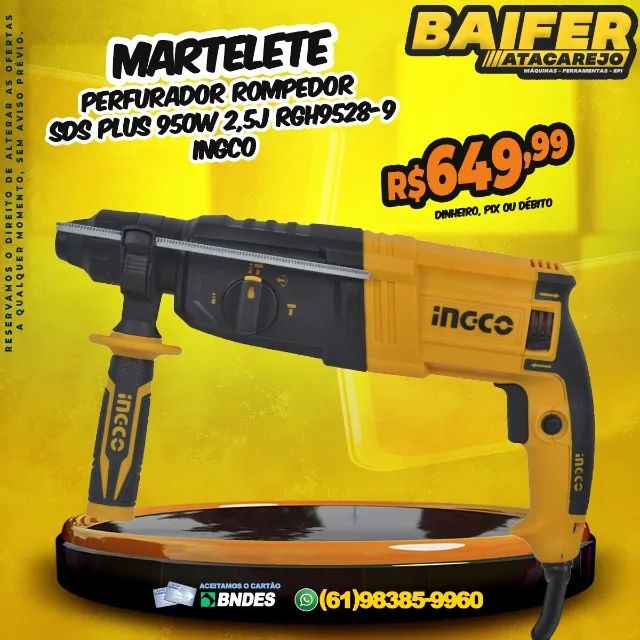 Martelete Perfurador Rompedor SDS Plus 950W 2,5J RGH9528-9 Ingco
