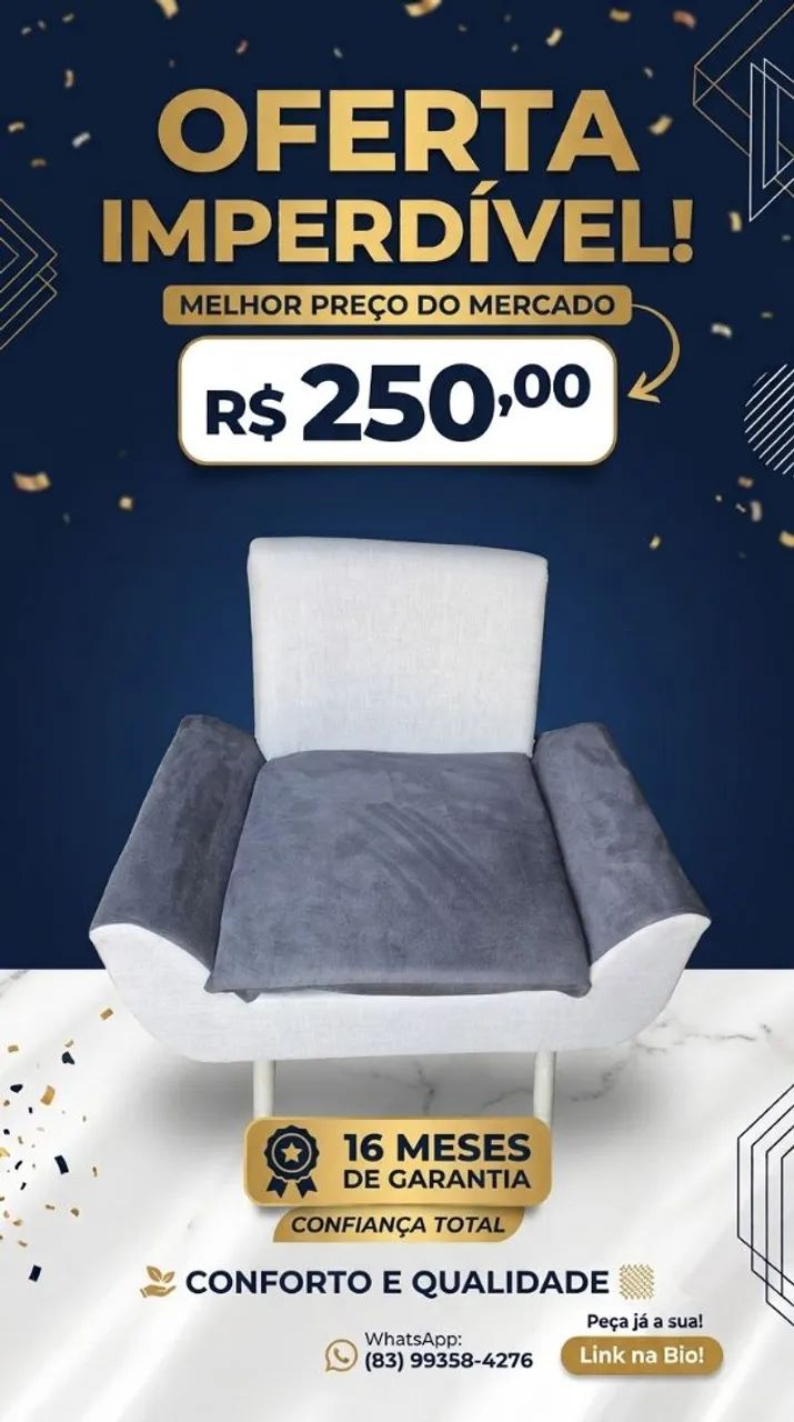 Poltrona confortável. Com garantia exclusiva 