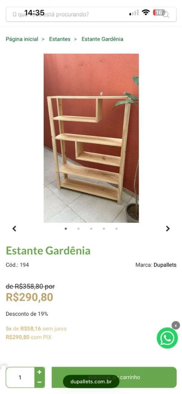 2 Estantes de madeira DUPALLETS - selada e envernizada  - Foto 2