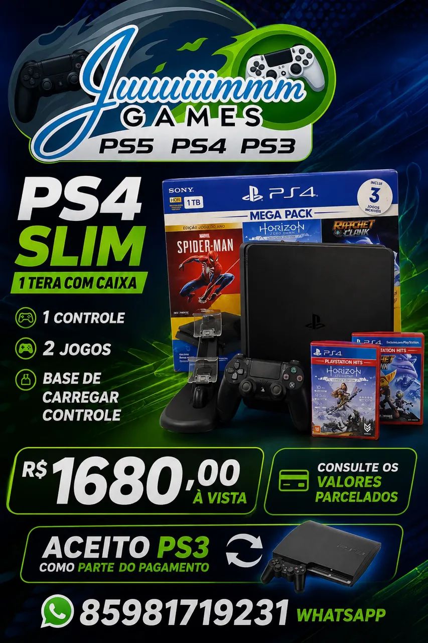 Ps4 SLIM 1 TERA COM CAIXA  - Foto 2