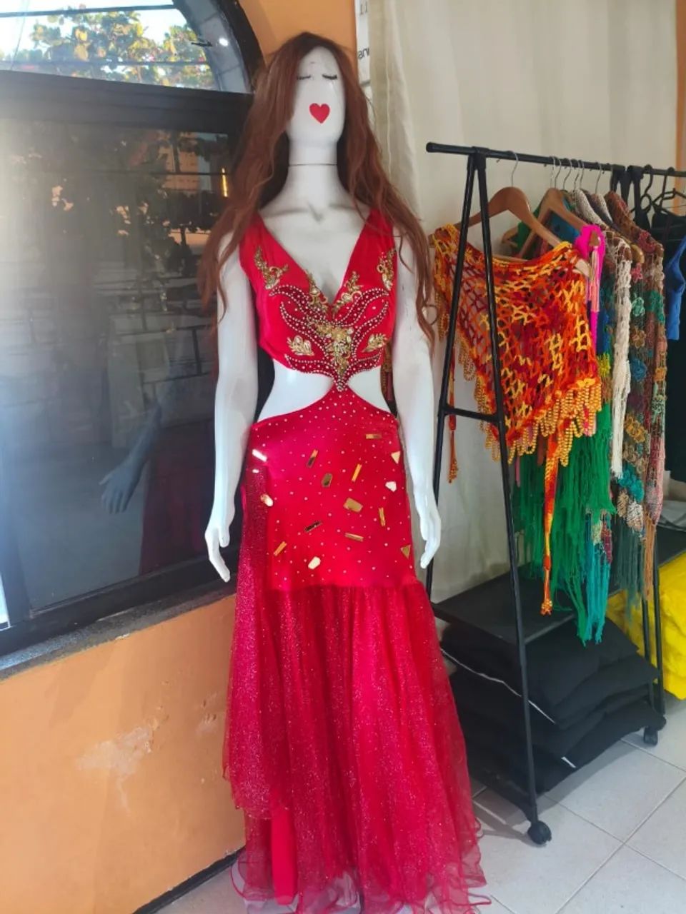  Vestido vermelho para Dança do ventre