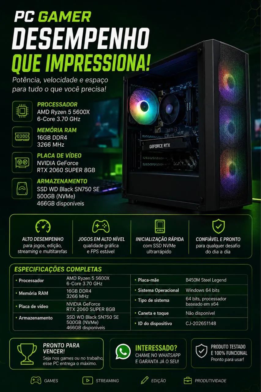 ? PC Gamer de Alto Desempenho  - Foto 3