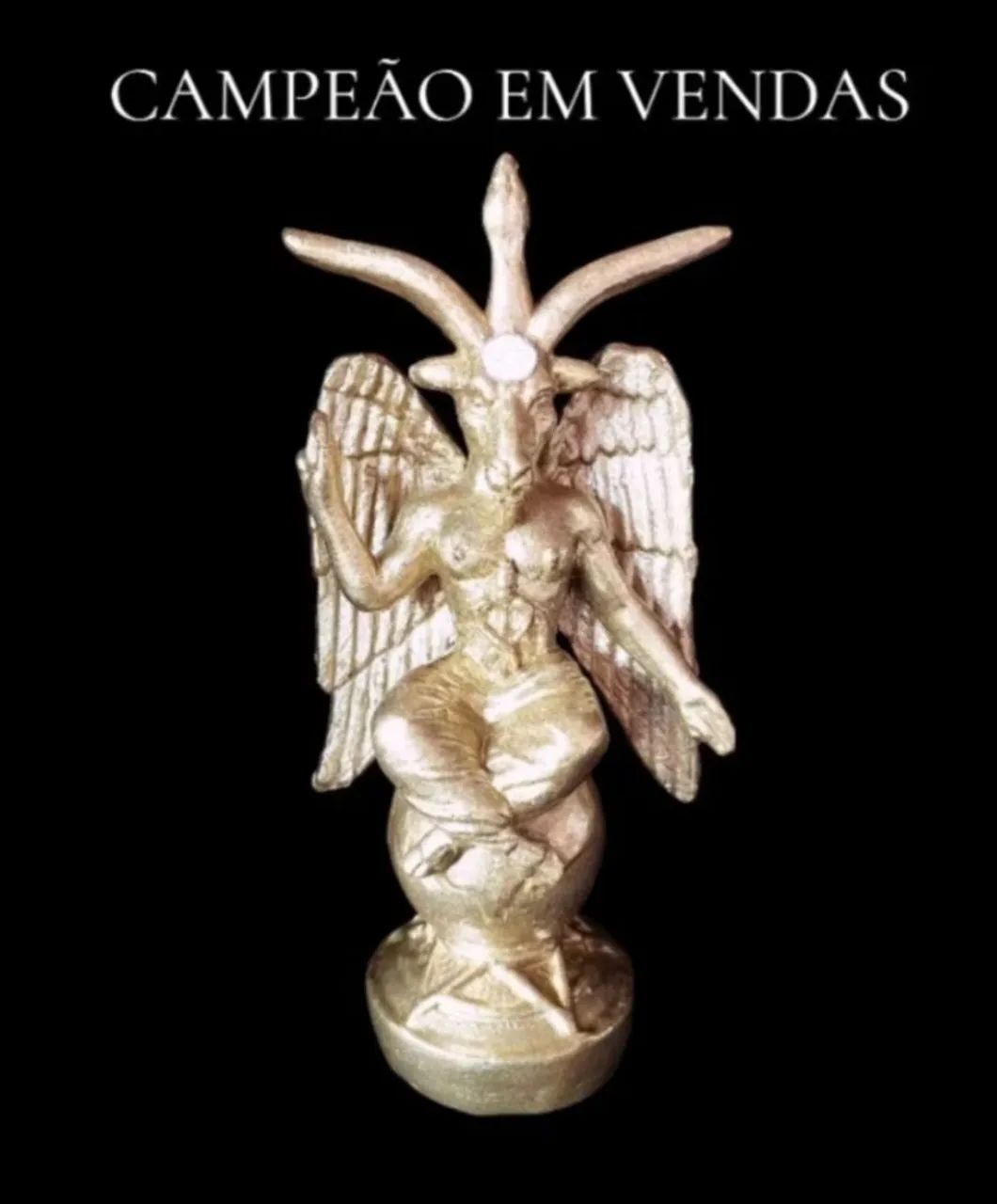 BAPHOMET 25 cm ouro em gesso 