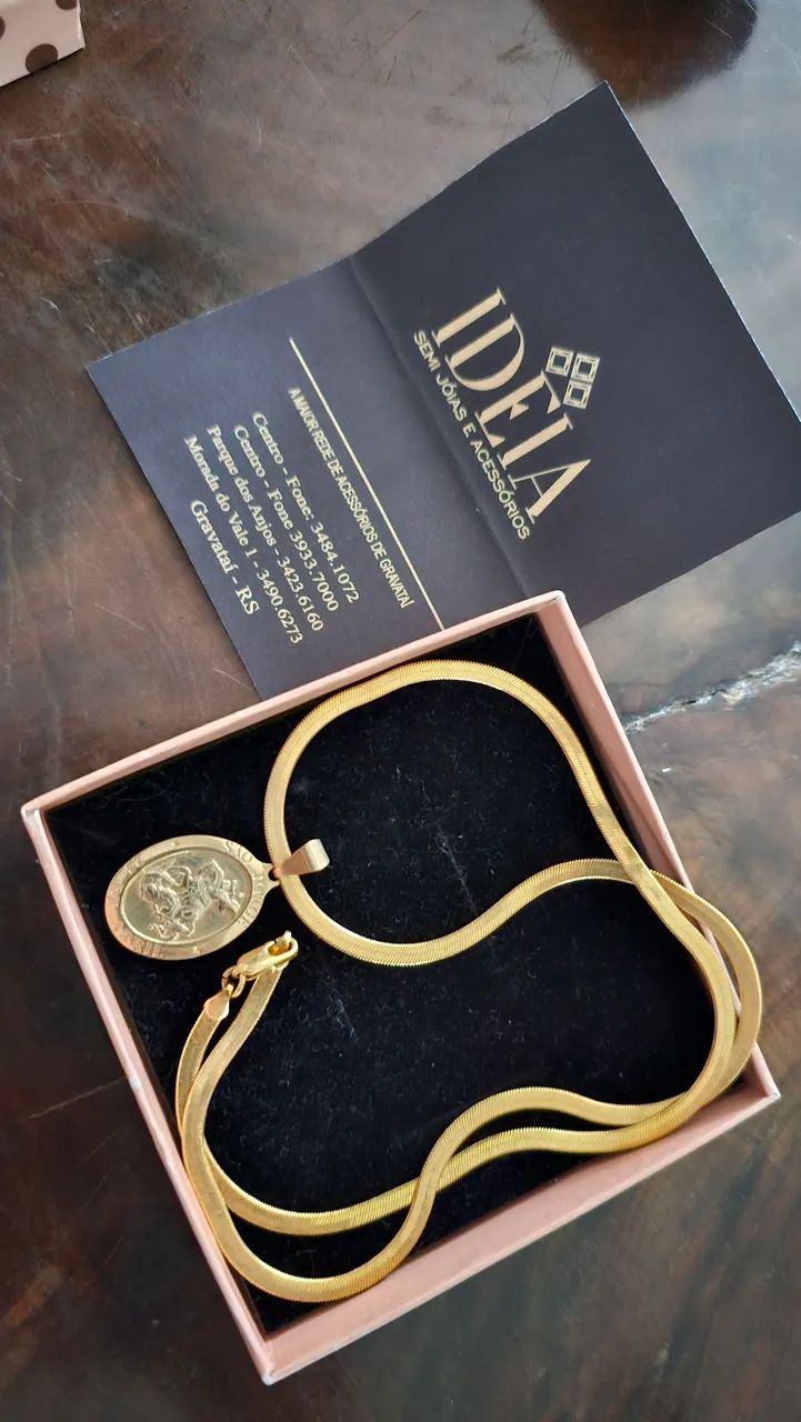 Colar medalha sao jorge banhada ouro - Foto 2