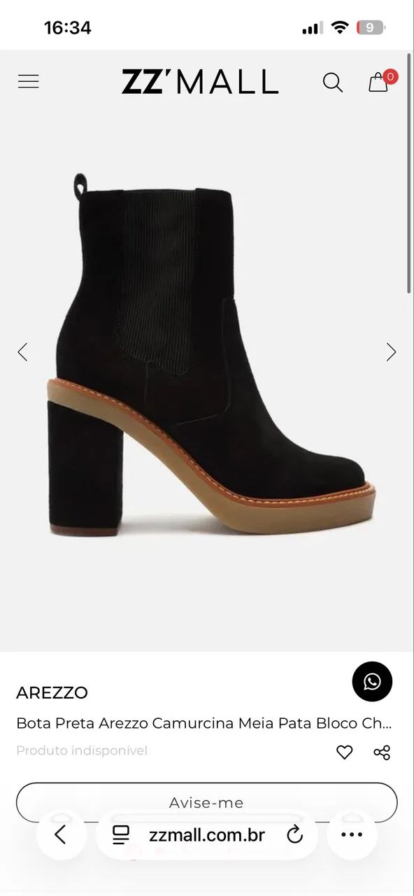 Bota couro nobuck Arezzo 37 Marrom e preta