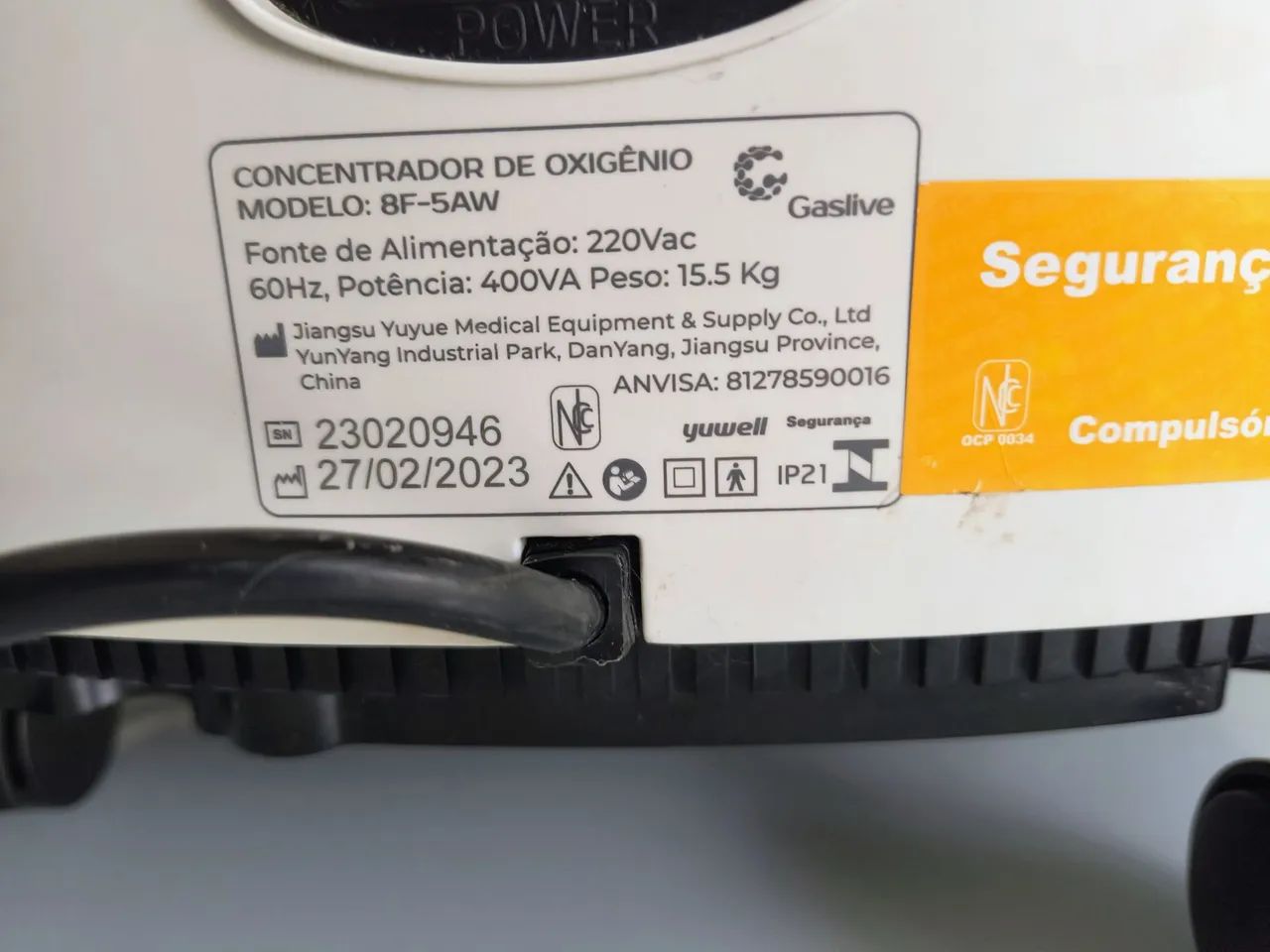 Concentrador de Oxigênio Yuwell 8F-5AW 5L Semi Novo + Timer - Foto 4