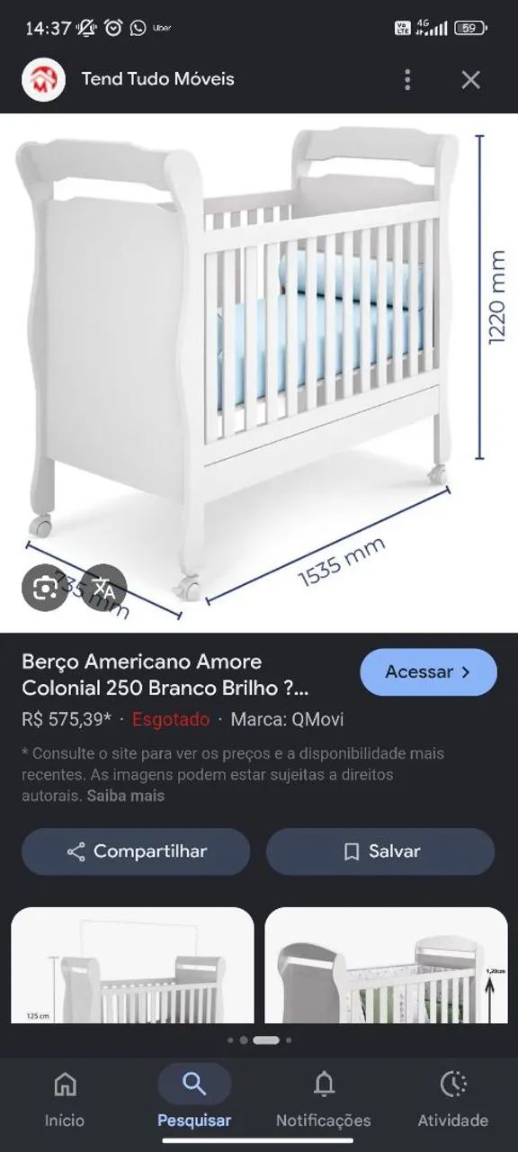 Berço americano branco  - Foto 2