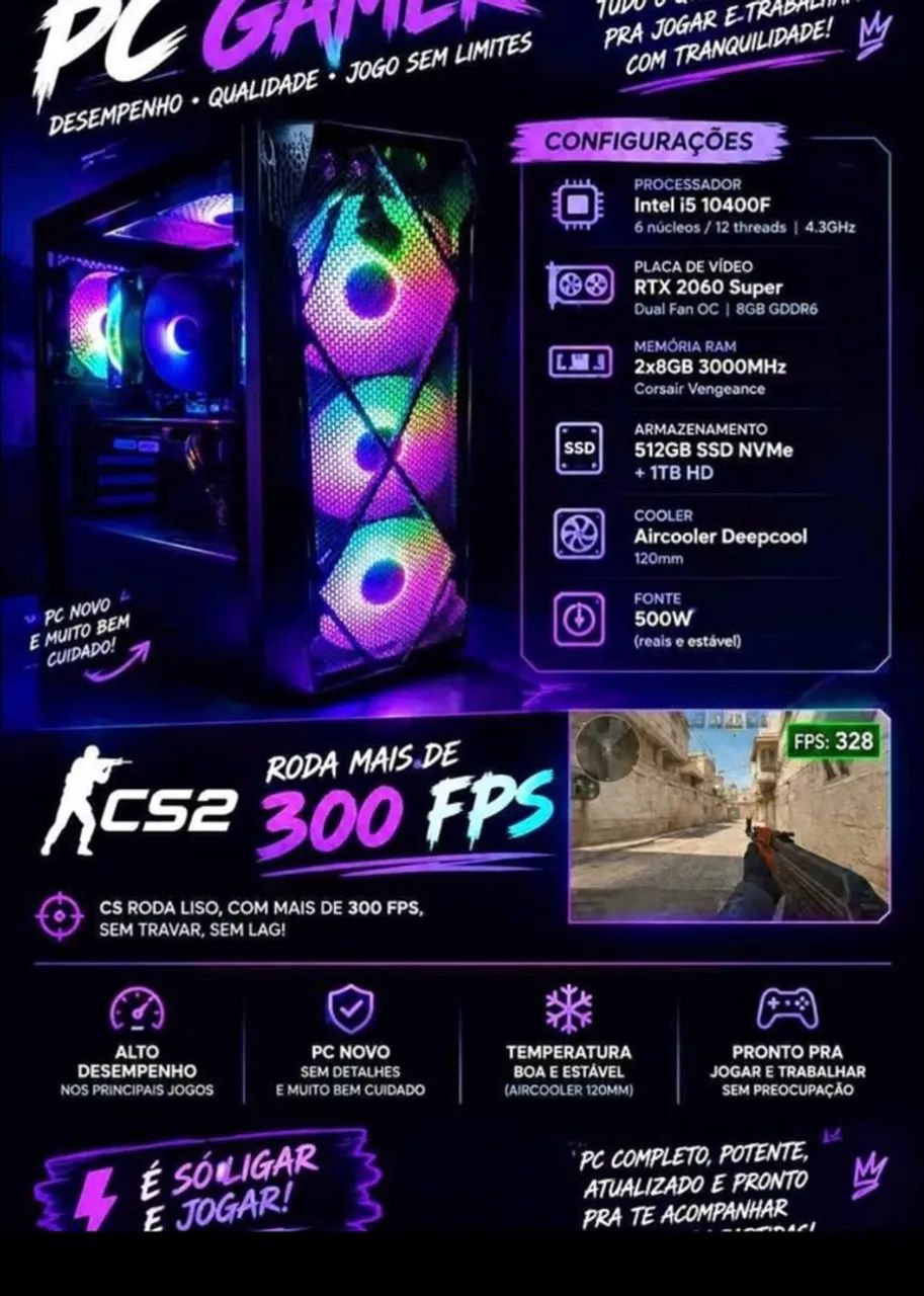 Pc gamer ótimo desempenho 