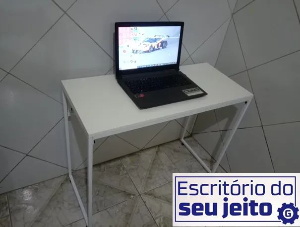 Mesa de Estudo NOVA Escrivaninha Multiuso Estilo Industrial Notebook Computador Escritório - Foto 4