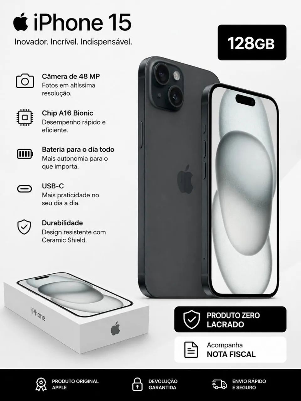 Iphone 15 128GB Novo Lacrado - Celulares e Smartphones - Salgado