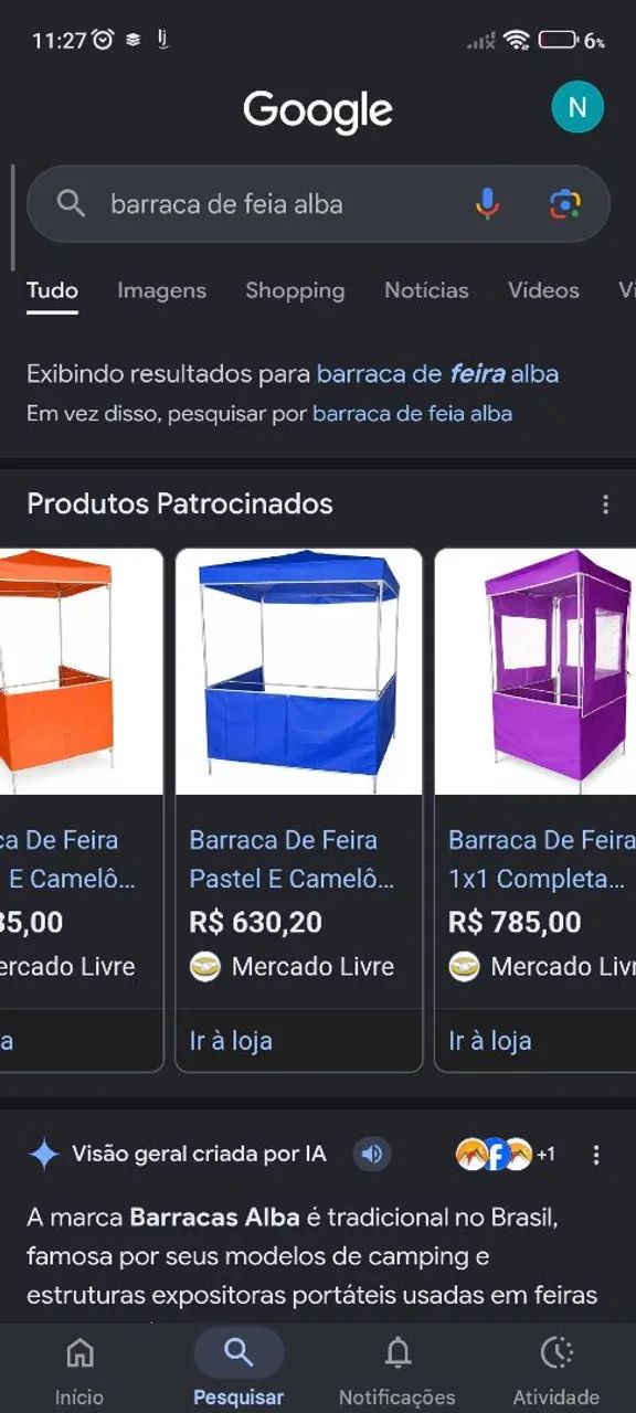 Barraca camelô 