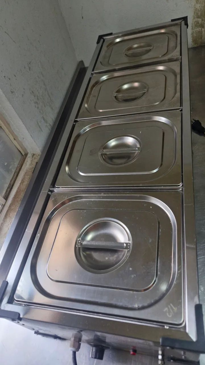 Mesa térmica buffet de bancada 4 cubas 