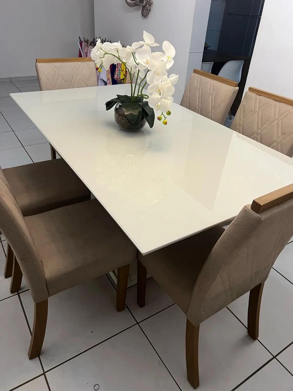 Mesa 6 cadeiras com tampo de vidro  - Foto 2