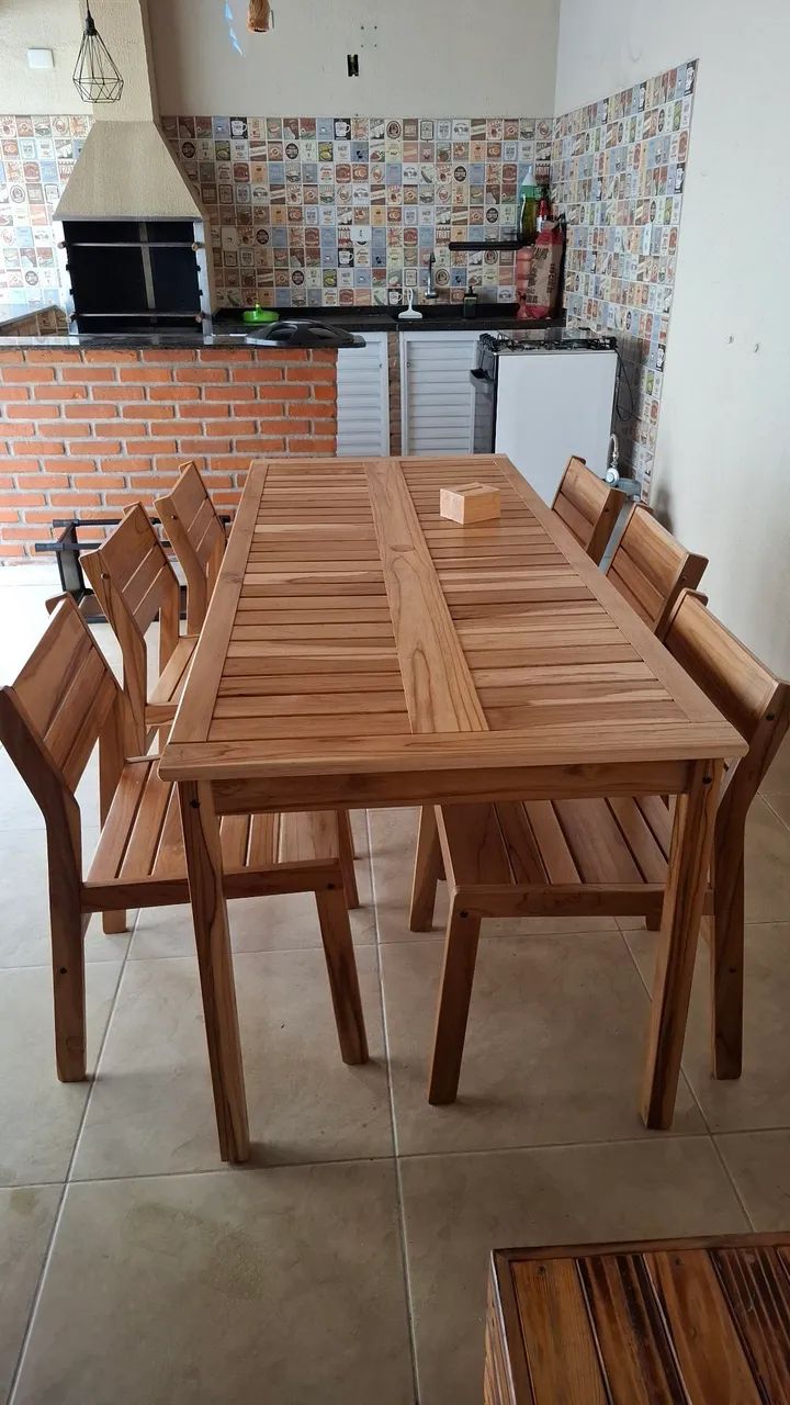 Mesa área externa tramontina 6 lugares
