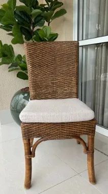 Cadeiras em Rattan natural perfeito estado 4 unidades com almofada de assento. - Foto 2