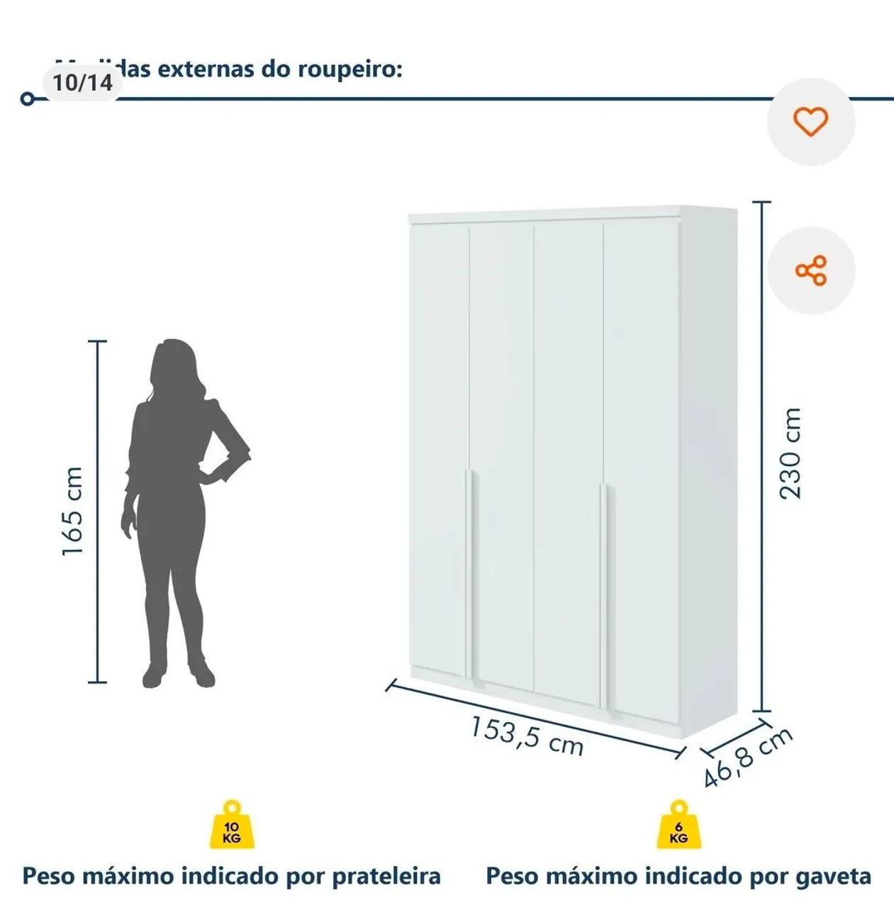 Guarda-roupas branco solteiro Lopas - Foto 3
